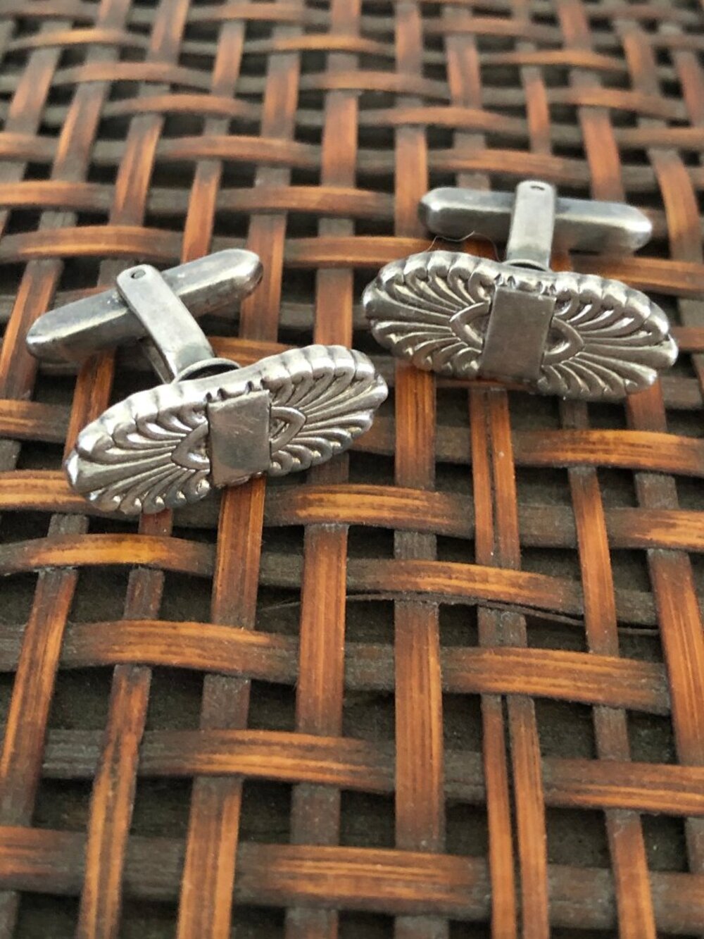 Vintage Sterling Silver Front Cufflinks for Men